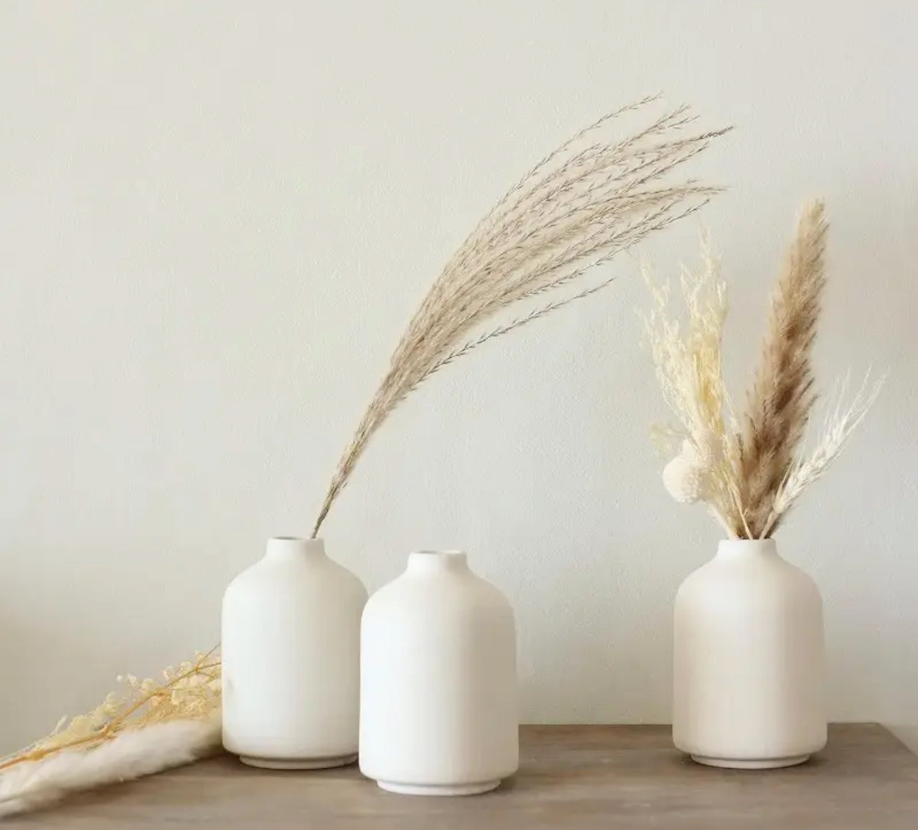 Boho Style Ceramic Cylinder Vase – Small White