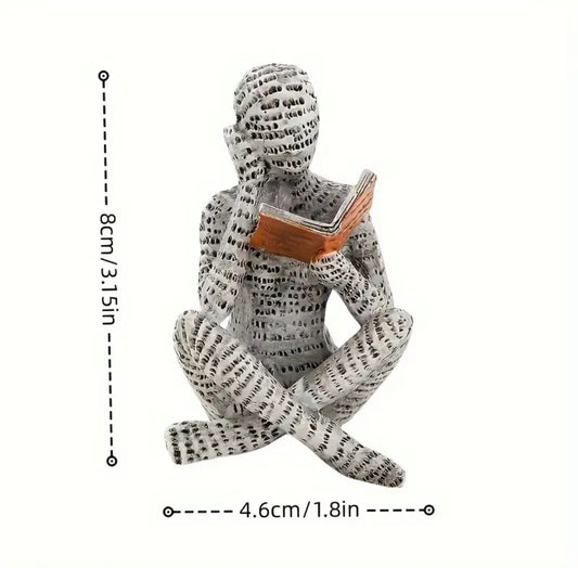 Modern Abstract Resin Reading Figure Sculpture for Home or Office Decor
